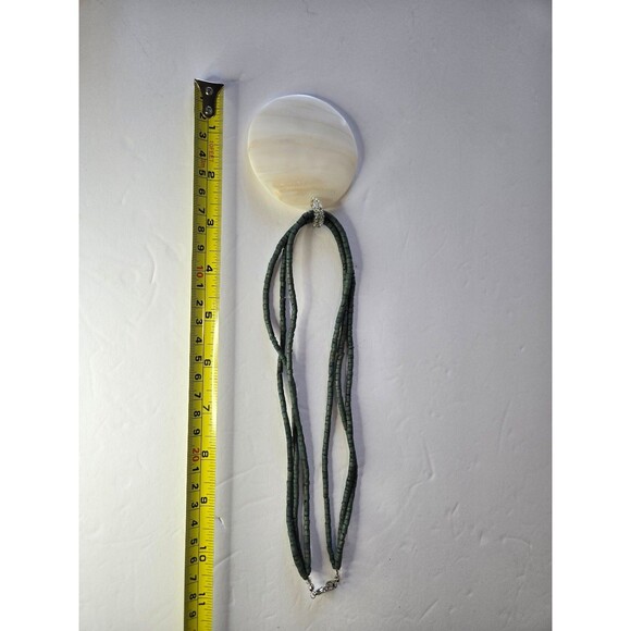 Multistrand Large Pearl Style Pendant on Blue Beaded Women's Necklace - Picture 5 of 5